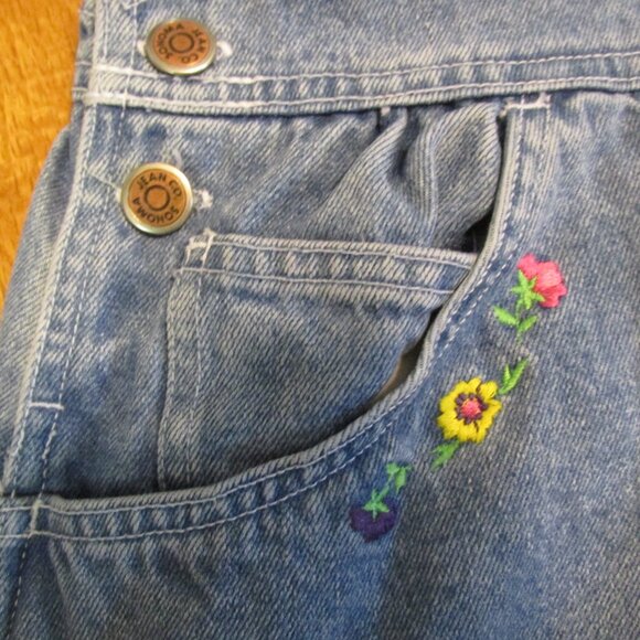 SONOMA GIRL'S SIZ 5 DRESS DENIM OVERALLS SUNDRESS JUMPER HEART FLORAL EMBROIDERY - Picture 6 of 11